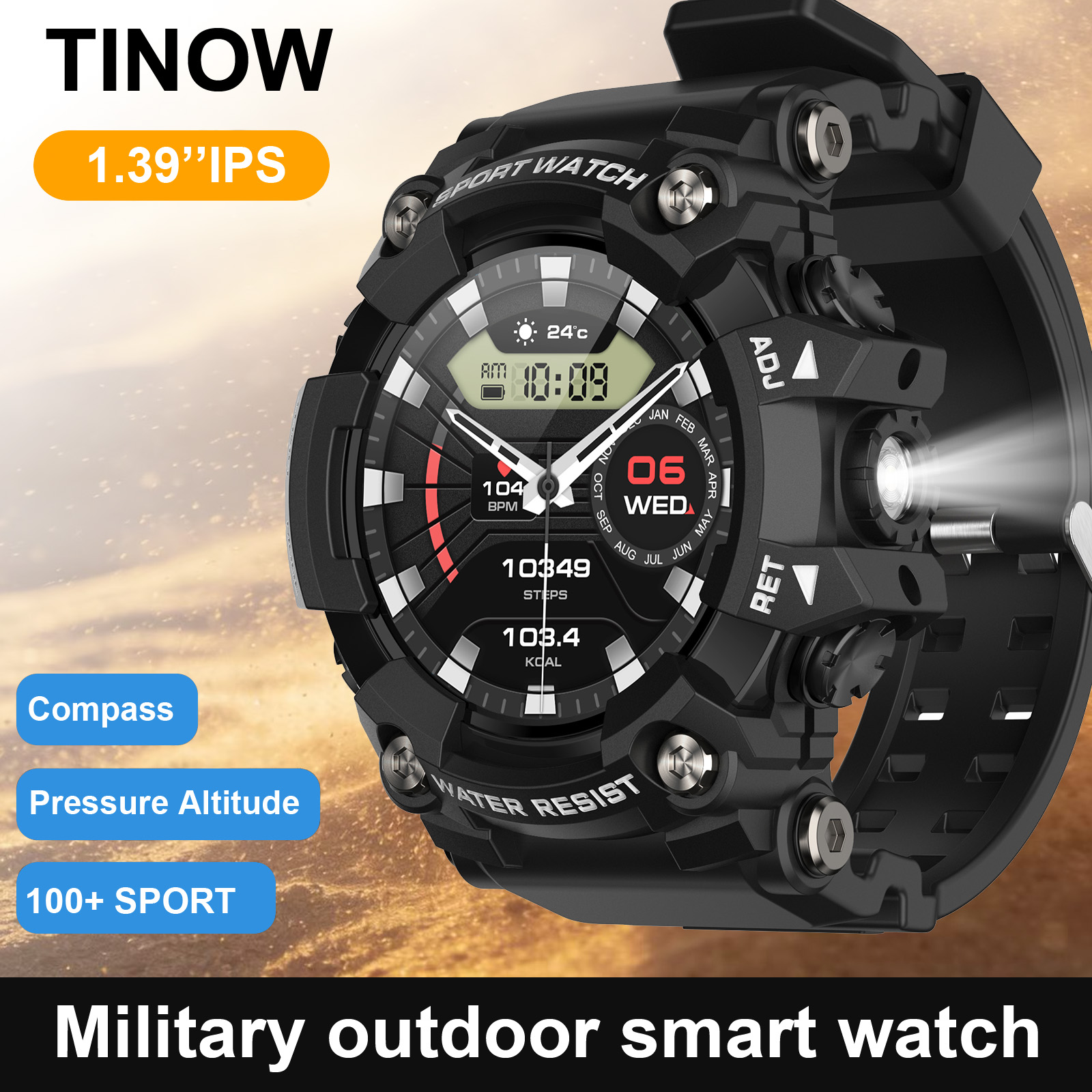 Smartwatch Store - Realtek Smartwatch voor buiten met Bluetooth-kompas,