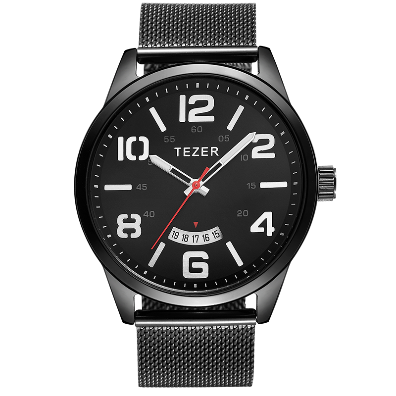 Stainless Mesh Band - TEZER herenhorloge, casual model, quartz uurwerk.