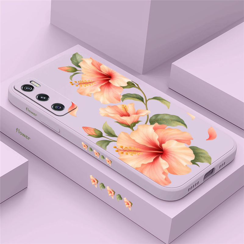 Vivo V40 - Hoesje met roze leliepatroon voor Vivo