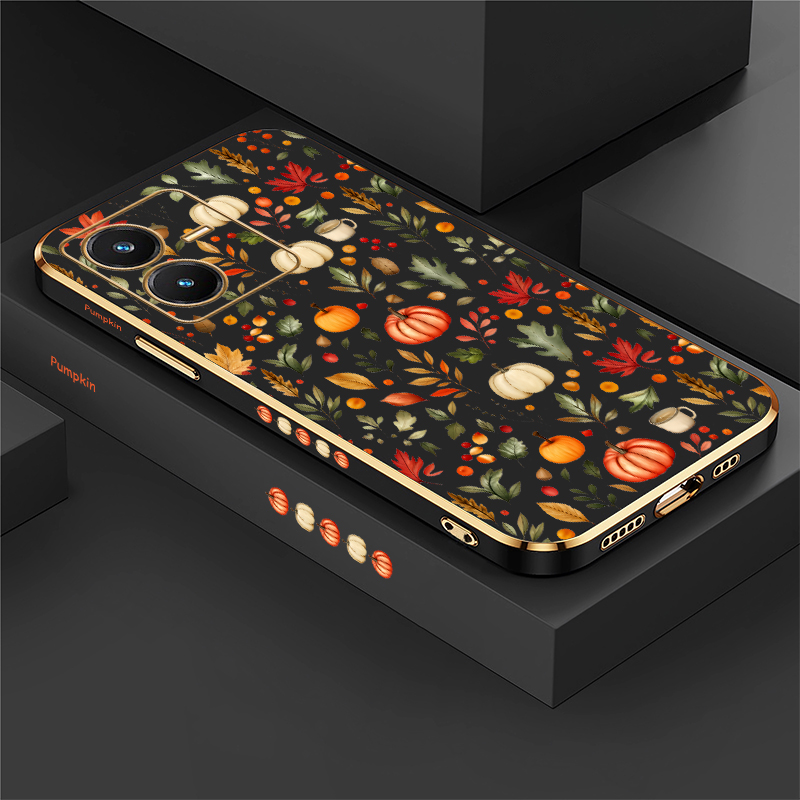 Vivo V40 - Herfstblad Pompoen Hoesje voor Vivo V40
